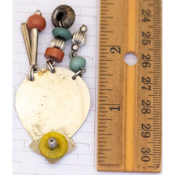 Vintage Multiple Beads Unique Floral Swan Oval Dangle Earrings - V27 - Picture 2 of 2